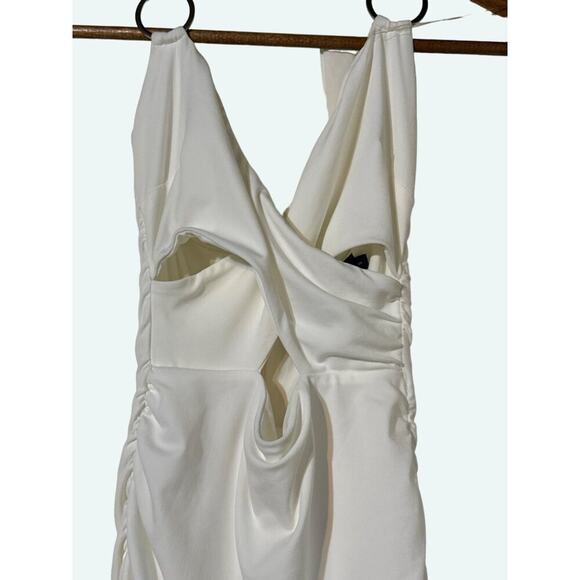 Nookie Riley Ring Midi Dress Ivory Sleeveless Lined Zip Back Ruched NWT Small - Picture 8 of 16